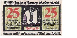 25 PFENNIG Banknote