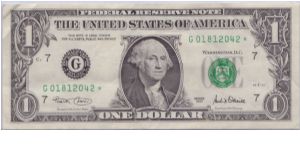 2001 $1 CHICAGO FRN **STAR** NOTE Banknote