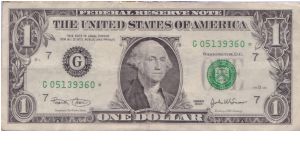 2003 $1 CHICAGO FRN **STAR** NOTE Banknote