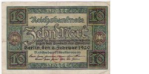 10 MARK

V-4669532

6.2.1920

P # 67 A Banknote