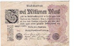 2 MILLONEN MARK

PG

9.8.1923

P # 104 D Banknote