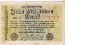 10 MILLONEN MARK

OE-59   163274*

22.8.1923

P # 106 A Banknote