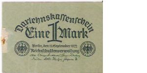 1 MARK

15.9.1922

P # 61 A Banknote