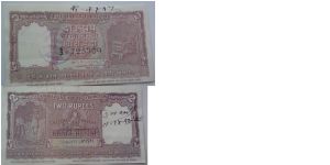 Hundi - Khadi Series notes. 2 Rupees. Charka Jayanthi (Wheel Commemorative). Encashed note.  Banknote