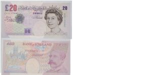 20 Pounds. Andrew Bailey signature. Sir Edward Elgar. Banknote