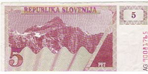 5 TOLARJEV

AG 90081765

P # 3 A Banknote