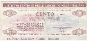 CREDIT NOTE

100 LIRE

No.97-26611006

12.4.76 Banknote