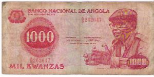 1000 KWANZAS

A/B 262647

14.8.1979

P # 117 A Banknote