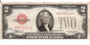 United States Note; 2 dollars; Series 1928C (Julian/Morgenthau) Banknote