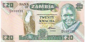 20 KWACHA

49/E  038722

P # 27 E Banknote