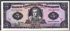 5 Sucres__
Pk 113__
22-11-1988__
Series I/E Banknote