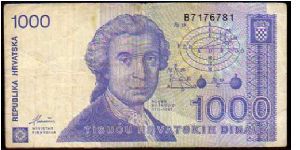 1000 Dinara__
Pk 22 a__

08-10-1991
 Banknote