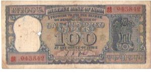 India

Denomination: 100 Rupees.
Watermark: Lion Capital.
Dimensions: 157 × 73 mm.

Obverse: Lion Capital, Ashoka Pillar.
Reverse: Dam. Banknote