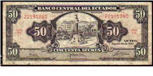 50 Sucres__
Pk 116 e__
20-08-1982__

- Series T/V -
 Banknote