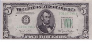 1950 WIDE $5 CHICAGO FRN Banknote