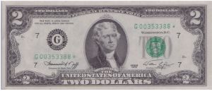 1976 $2 CHICAGO FRN **STAR** NOTE Banknote