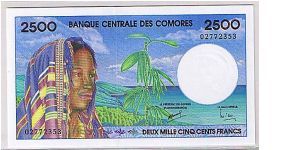 COMORES 2500FRANCS Banknote