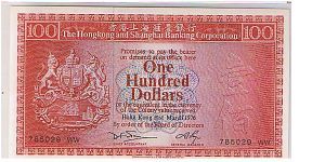 HSBC $100 ROSY RED Banknote