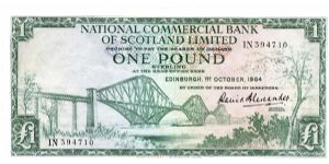 Nat'l Commercial Bank of Scotland, Ltd.  1 Pound Sterling. Banknote