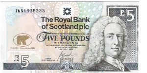 Royal Bank of Scotland pcl. Jack Nicklaus, 5 pounds Sterling. Banknote