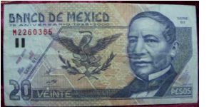 20 Pesos; 75th Anniversary Bank of Mexico Banknote