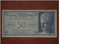 50 drachmai Italin ocupation Greece WWII,1941 Banknote