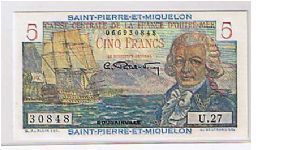 ST PIERRE- MIQ
5 FRANCS Banknote