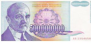 500 MILLION DINARA

AB1954658

P # 134 Banknote