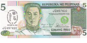 5 PISO

JD 497410

P # 168 B Banknote