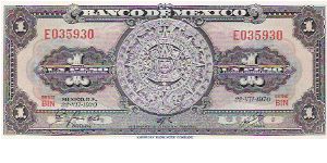 1 PESO

SERIE BIN

E035930

22.7.1970

P # 59 I Banknote