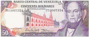 50 BOLIVARES

T71007324

5.6.1995

P # 65 E Banknote
