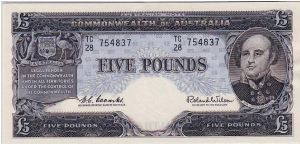 COMMONWEALTH BANK
 5 POUNDS SCARCE Banknote