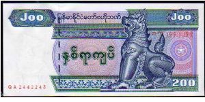 200 Kyats__

Pk 78__

Small Size
 Banknote