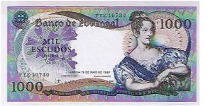 BANK OF PORTUGAL
 1000 ESCUDOS Banknote