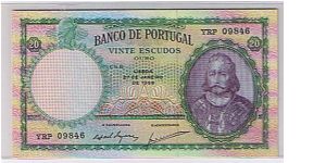 BANK OF PORTUGAL 20 ESCUDOS Banknote
