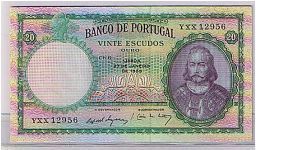BANK OF PORTUGAL
20 ESCUDOS Banknote