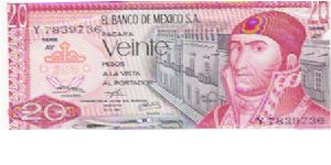 20 PESOS

Y 7839736

SERIE AY

18.7.1973

P # 64 B Banknote