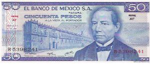 50 PESOS

B 5398241

SERIE AF

18.7.1973

P # 65 A Banknote