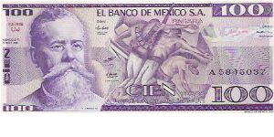 100 PESOS

A 5845037

SERIE UJ

3.9.1981

P # 74 B Banknote