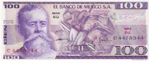 100 PESOS

C 4415344

SERIE EQ

30.5.1974

P # 66 A Banknote