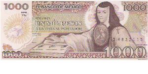 1000 PESOS

D 4832115

SERIE YN

19.7.1985

P # 85 Banknote