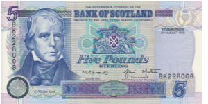 Bank Of Scotland £5 Note dated 1998 Banknote