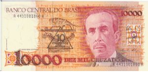 Brazil 10000 Cruzados overprinted with 10 Cruzados Novos Banknote