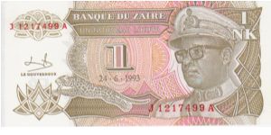 Zaire 1 Nouveau Likuta dated 1993 Banknote
