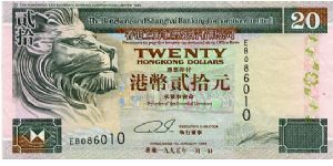 Hong Kong & Shanghai Banking Corporation
$20 
Multi
Lions head & city scape
Two facing Lions & Steamboats 
Security thread
Watermark Lions head Banknote