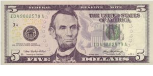 USA $5 Series 2006, new multicolour design Banknote