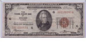 1929 $20 FEDERAL RESERVE BANK OF CHICAGO 

**BROWN SEAL** Banknote