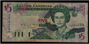 Eastern Caribbean Central Bank 5 Dollars P-26a 1993. # C676459A Banknote
