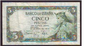 5 pesetas Banknote