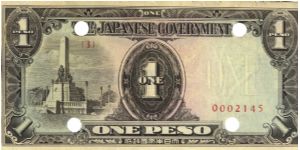 PI-109 Philippine 1 Peso note under Japan rule, rare low serial number. Banknote